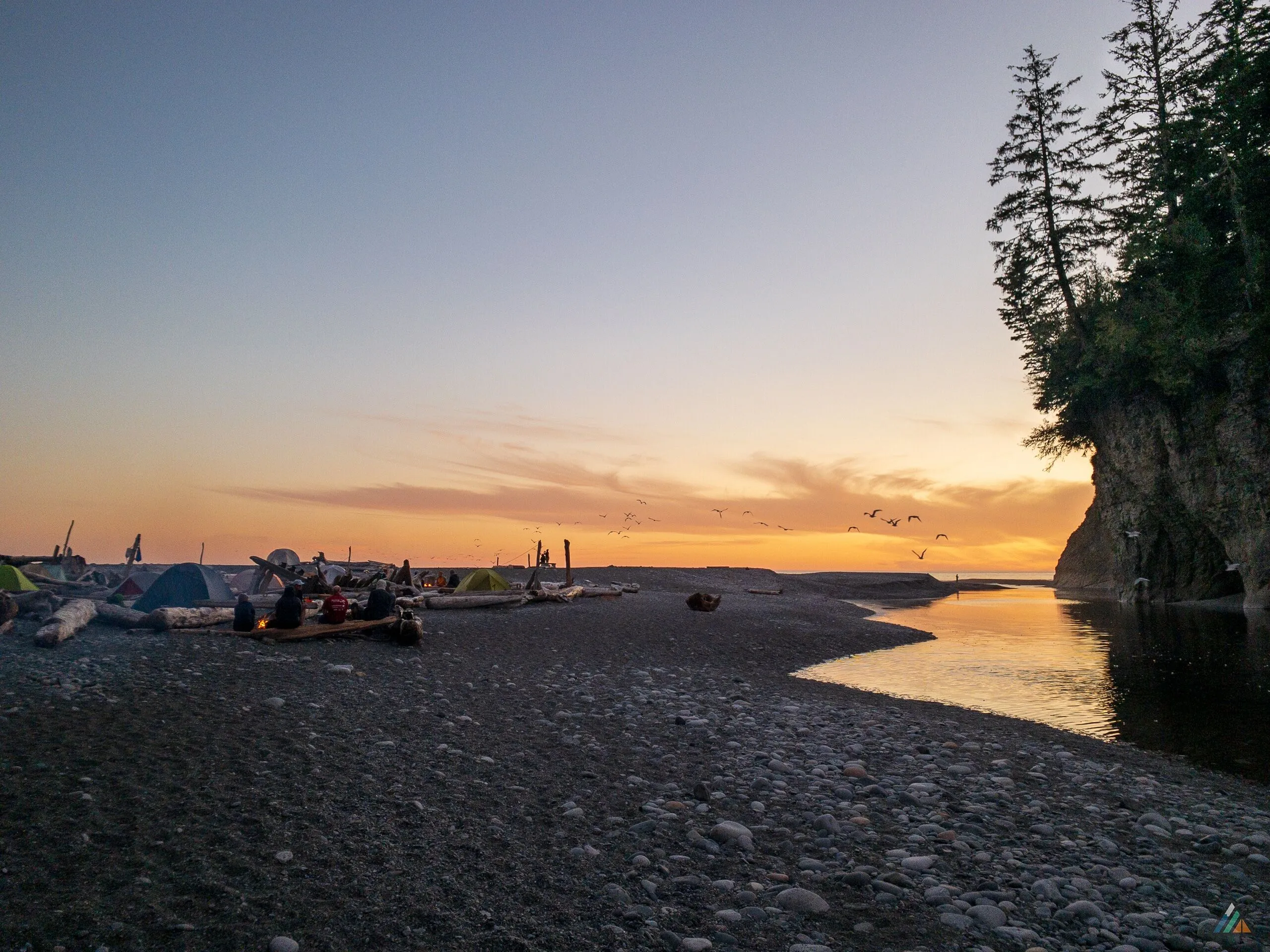 West Coast Trail Walbran Creek Sunset Seagulls