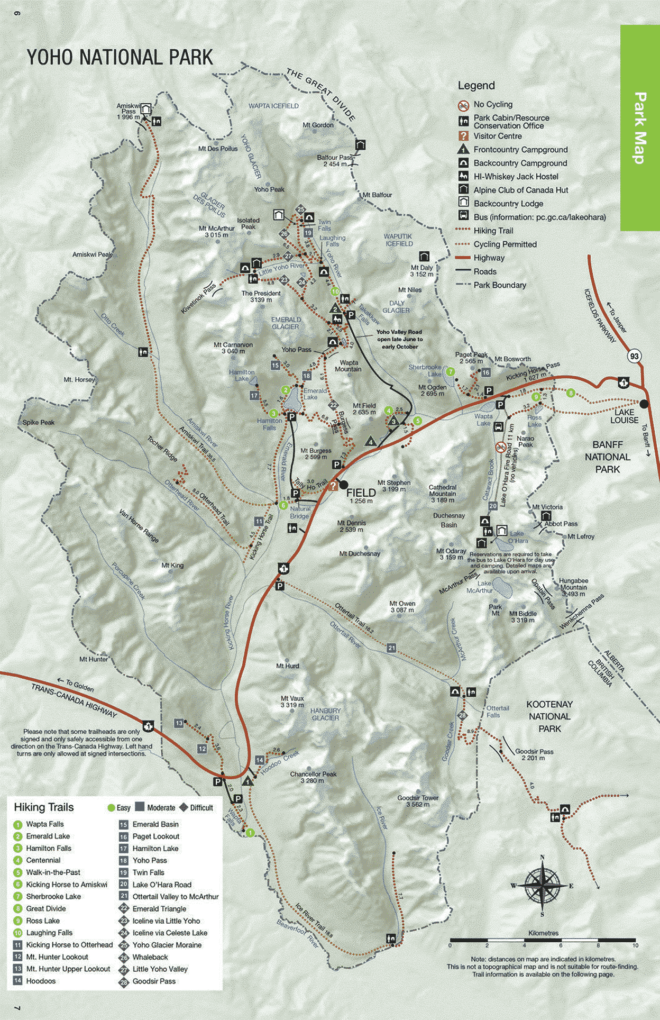 Yoho National Park Trail Map