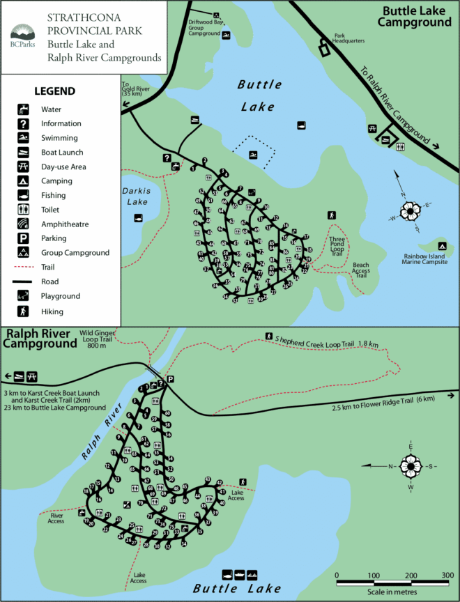 Buttle Lake and Ralph River Campgrounds Map