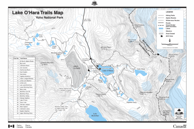 Lake O'Hara Trails Map