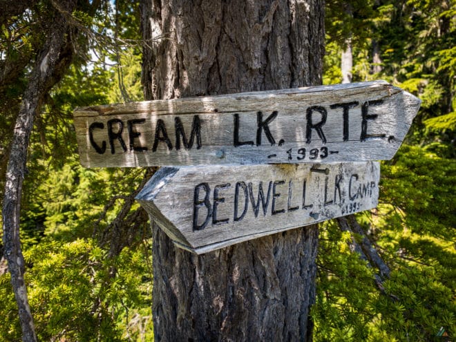 Bedwell Lakes Trail Wooden Signs