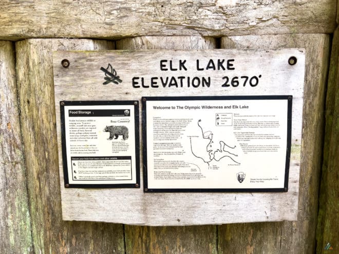 Hoh River Trail Elk Lake Shelter Sign